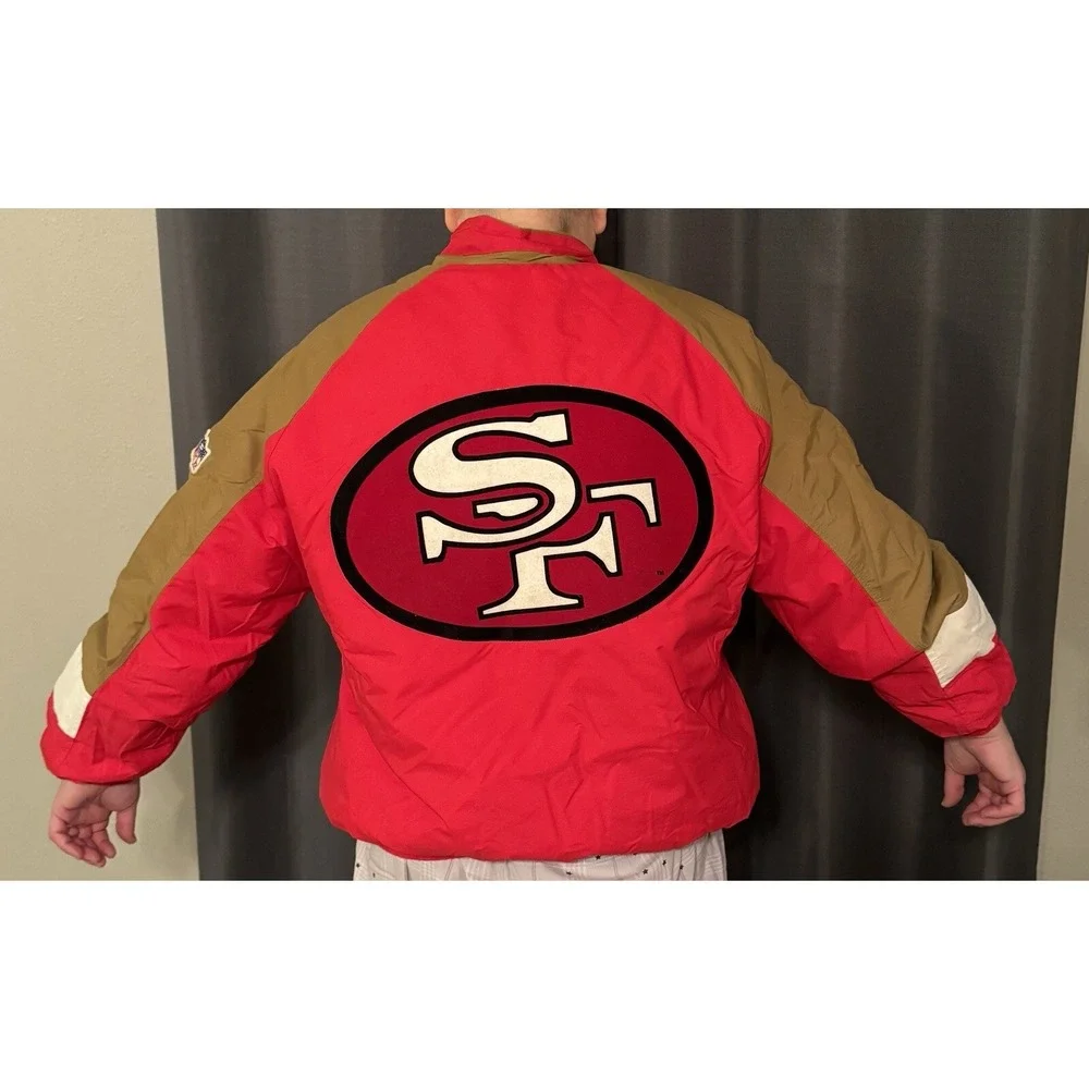San Francisco 49ers Chalk Line Jacket Coat ~ Adult XL ~ Red NFL Football Vtg